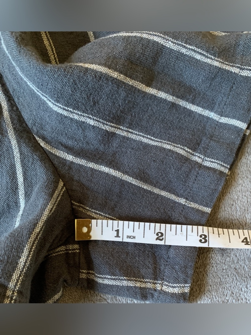 Women’s Linen Blend Dark Grey Striped Elastic Waist Shorts - Picture 5 of 7